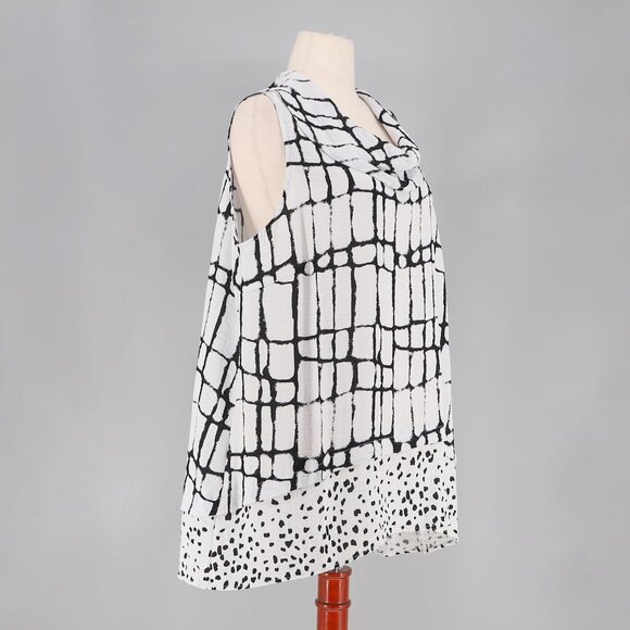HABITAT Yin Yang Sleeveless High-Low Tunic Top Black/White Confetti Size XL - Picture 3 of 8